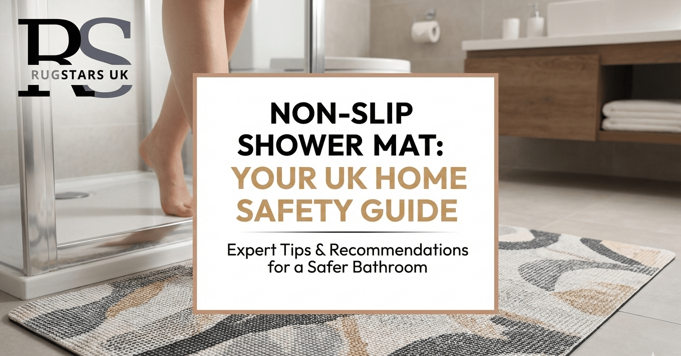 Non-slip shower mat in a modern UK bathroom, ensuring safety and preventing falls.