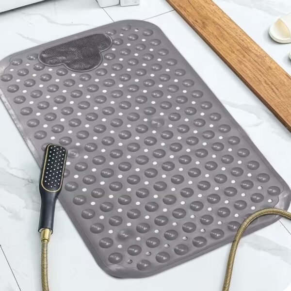 Grey shower mat anti mould rubber safety rug for walk in shower