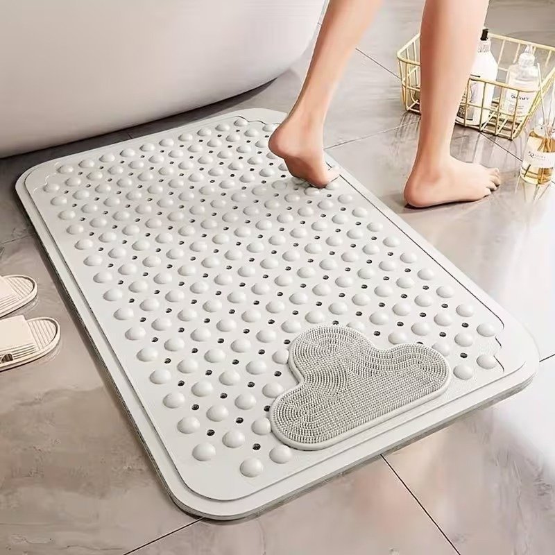 Cream shower mat for elderly soft textured foot massager