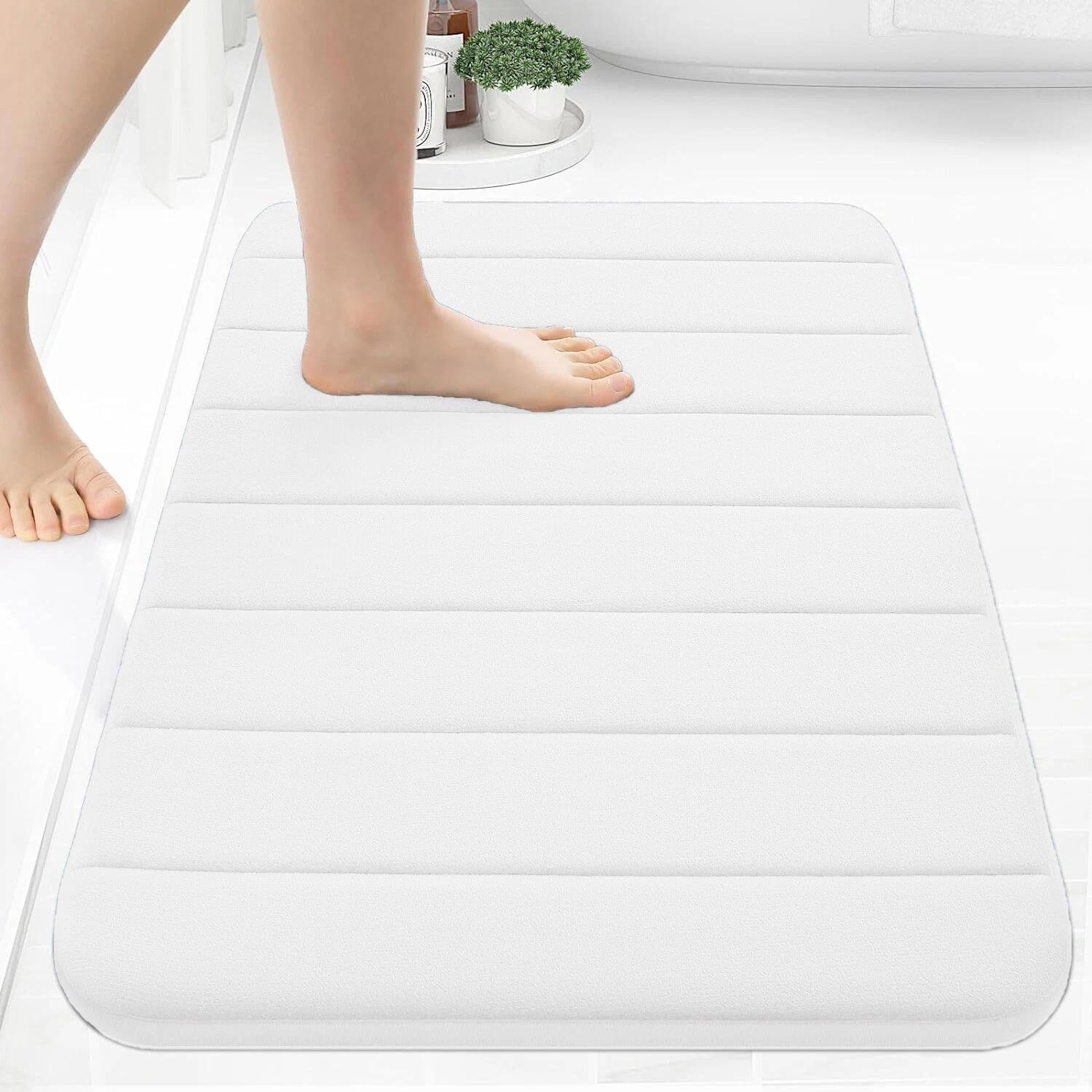 Memory Foam Bath Mat -White - Rugstars UK