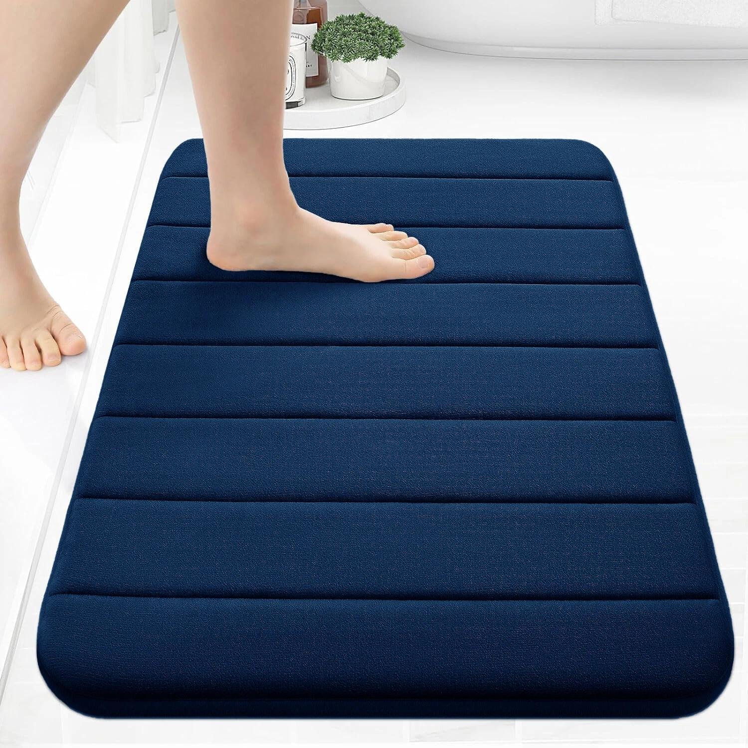 Memory Foam Bath Mat Blue- Rugstars UK