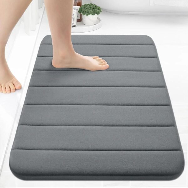 Memory Foam Bath Mat Silver - Rugstars UK