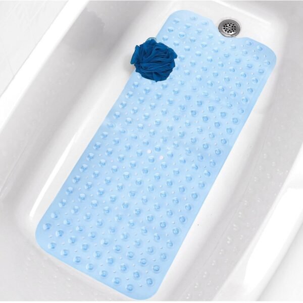 Blue Extra Large Non Slip Bath Mat Strong Suction Anti-Mold Rubber — Rugstars UK