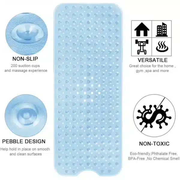 Extra Large Non Slip Bath Mat UK Rubber Suction Anti-Mold Features - Rugstars UK
