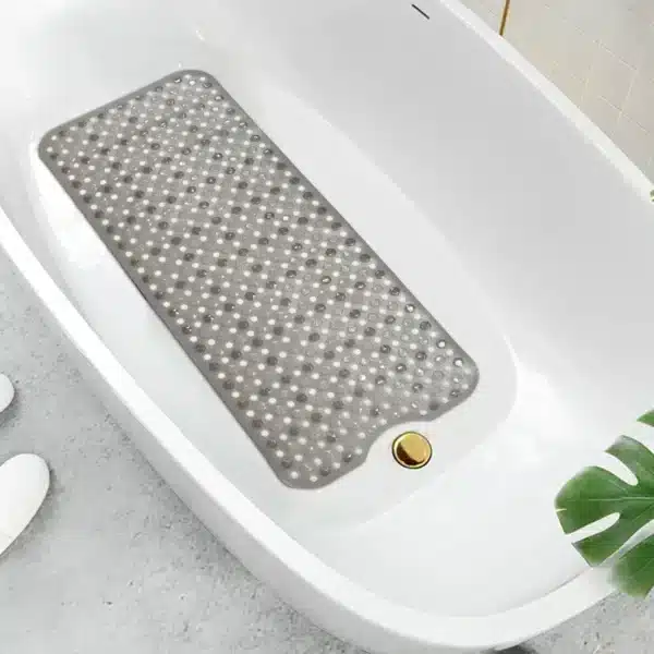 Grey Diamond Non Slip Bath Mat 40x100cm Hexagonal Drainage Strong Suction — Rugstars UK