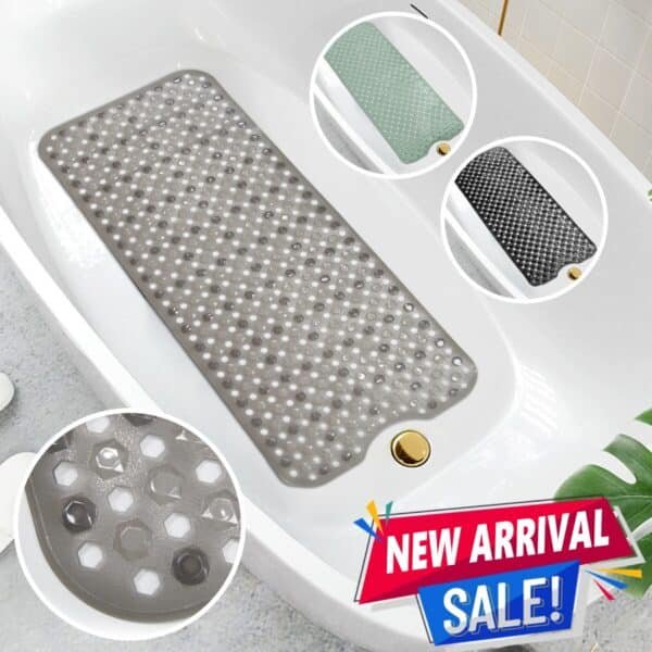 Non Slip Bath Mat 40x100cm Extra Large Hexagonal Drainage Diamond Grip Rubber — Rugstars UK