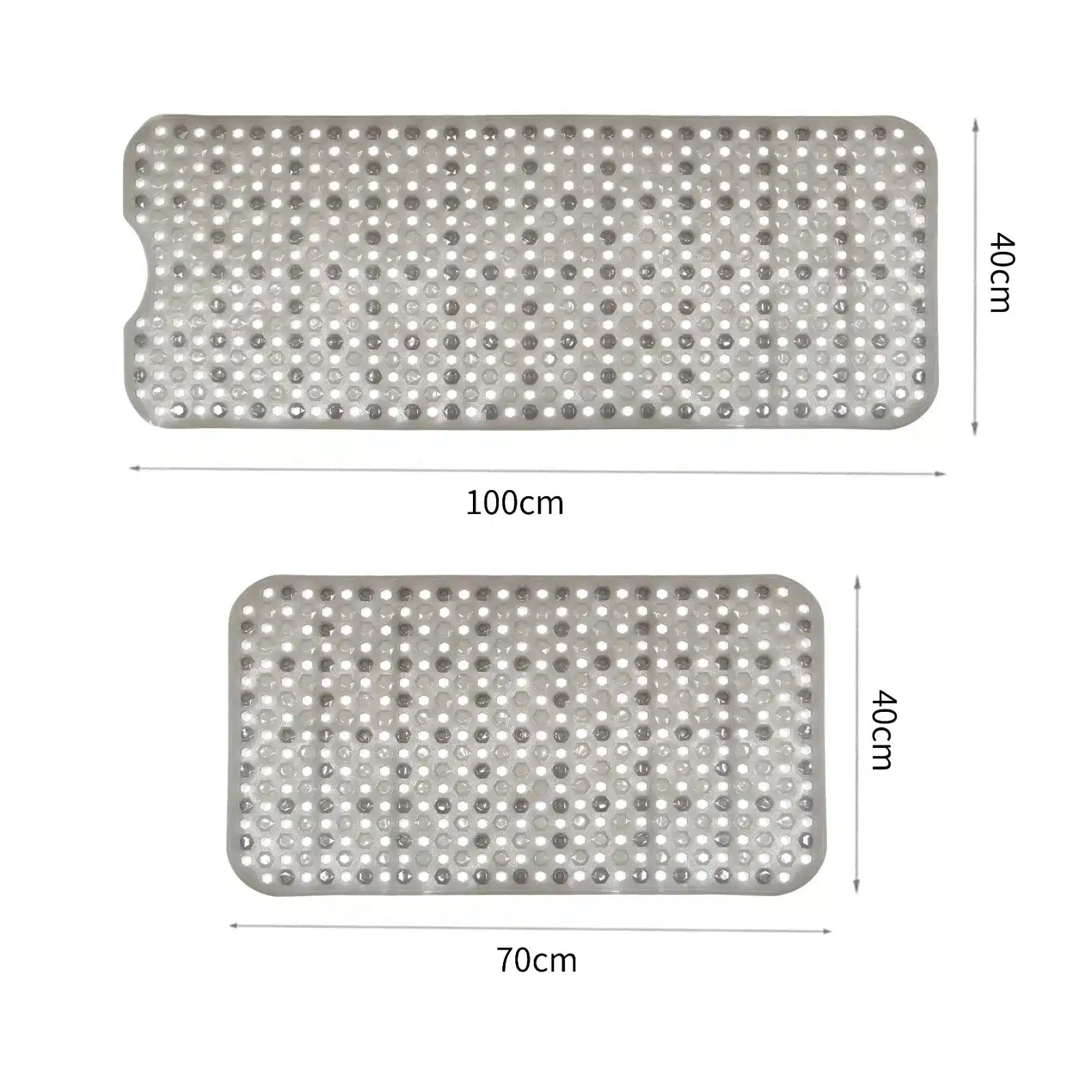 Non Slip Bath Mat 40x100cm Hexagonal Drainage Rubber UK Size chart— Rugstars UK
