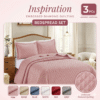 3 Piece Inspiration Quilted Bedspread Set UK Beige Blue Grey Pink Red White Pillow Shams Rugstars UK