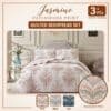 3 Piece Jasmine Quilted Bedspread Set UK Floral Patchwork Pink Silver Teal Pillow Shams Rugstars UK