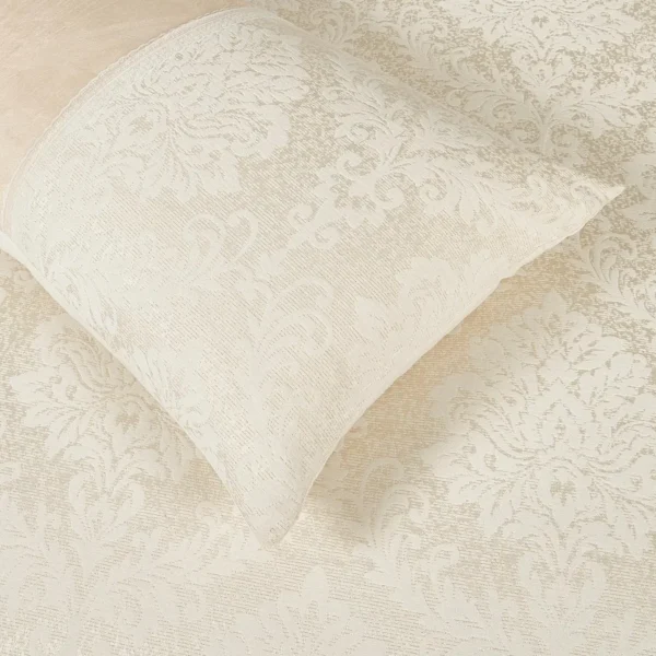 Beige Charm Velvet Jacquard Duvet Cover Set Luxury Lace Trim Double King Super King Rugstars UK