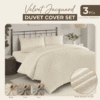 Charm Velvet Jacquard Duvet Cover Set UK Luxury Lace Trim Bedding in Beige, Silver Grey & Mink Rugstars UK