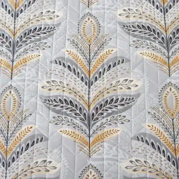 Jasmine Silver Detailed Patchwork Quilted Bedspread Set UK 3 Piece Luxury Floral Bedspread Rugstars UK