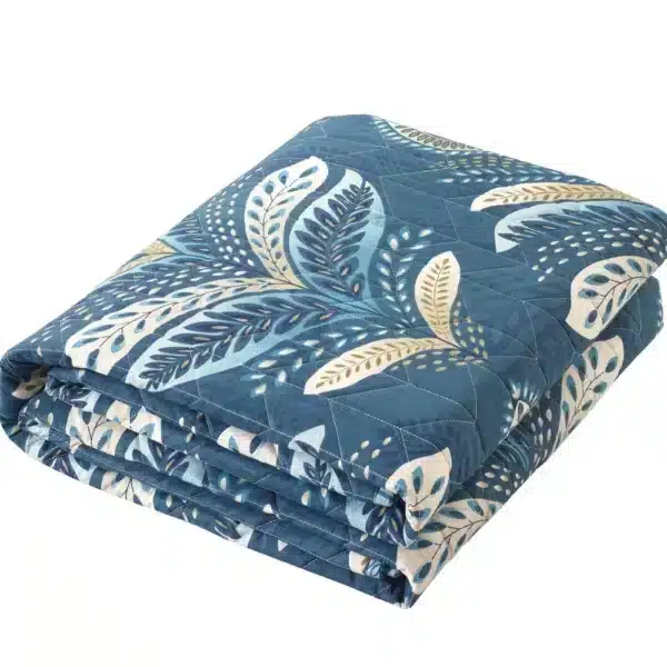 Jasmine Teal Patchwork Quilted Bedspread Set UK 3 Piece Floral Patchwork Comforter Rugstars UK 5