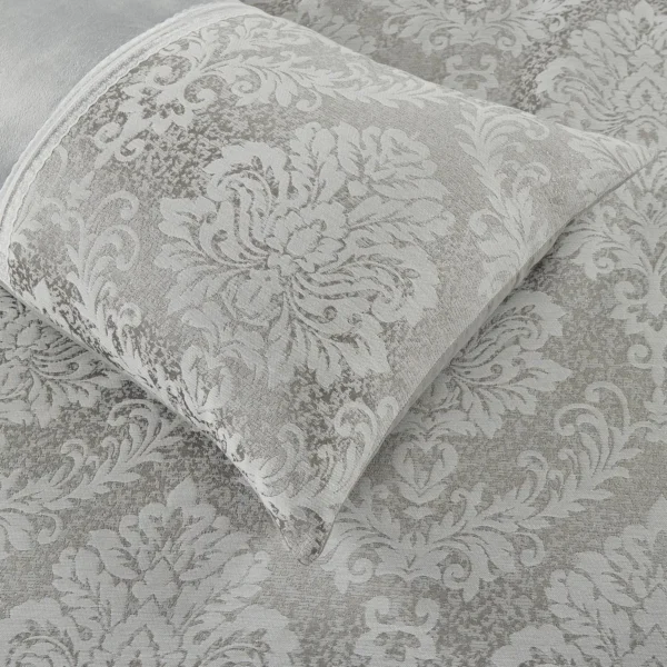 Silver Grey Charm Velvet Jacquard Duvet Cover Set Luxury Lace Trim Bedding Rugstars UK