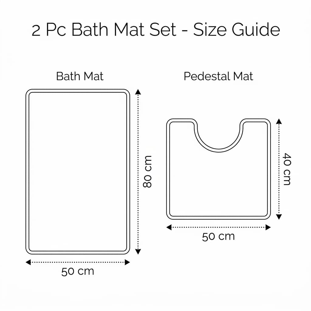 Dolphin Embossed Bath Mat and Pedestal Mat Set size chart
