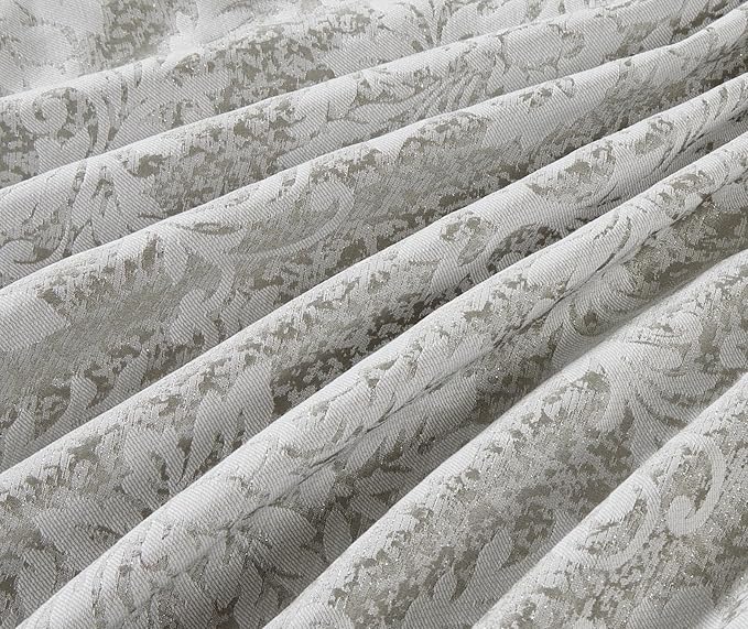 Silver grey jacquard duvet cover set with classic damask pattern