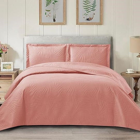 Tropical Leaf Quilted Bedspread Set - Image 14