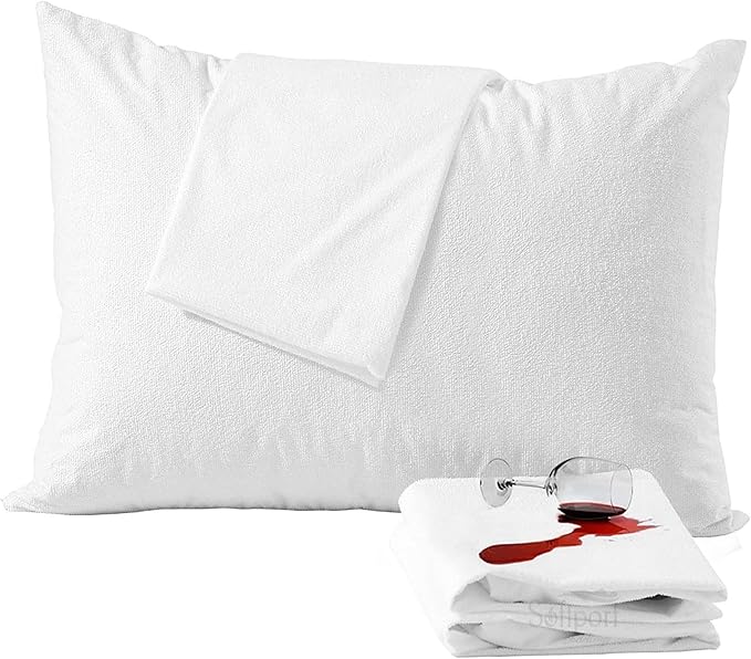 White terry pillow protectors to match the waterproof mattress protector set