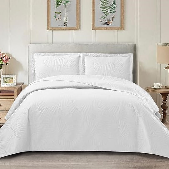Tropical Leaf Quilted Bedspread Set - Image 17