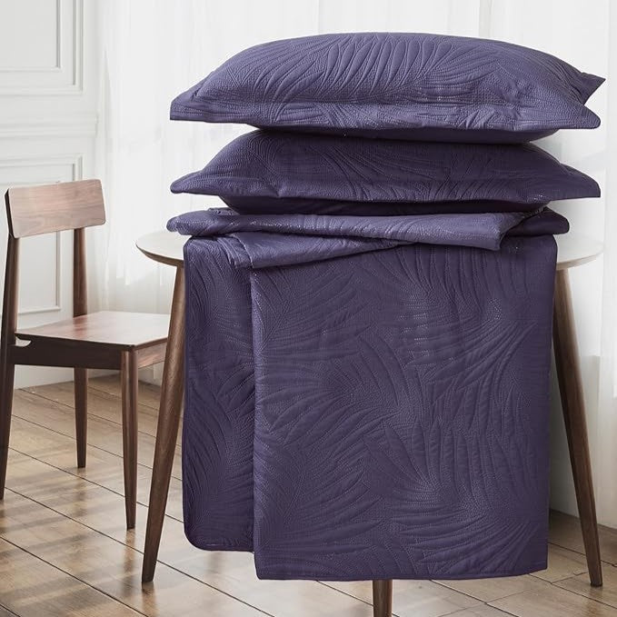 Tropical Leaf Quilted Bedspread Set - Image 3