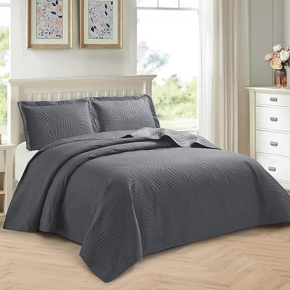 Tropical Leaf Quilted Bedspread Set - Image 9