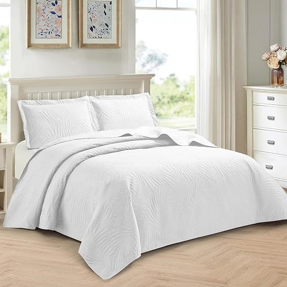 Tropical Leaf Quilted Bedspread Set - Image 16