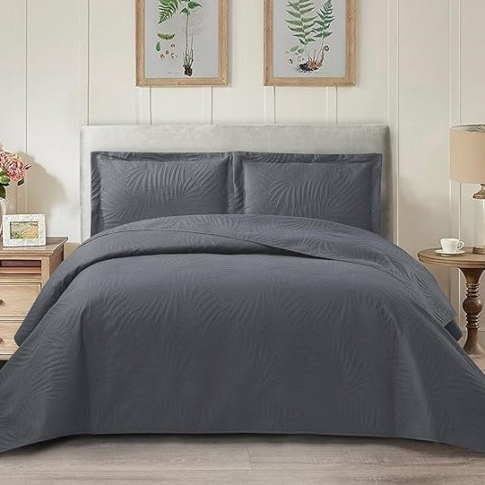 Tropical Leaf Quilted Bedspread Set - Image 8