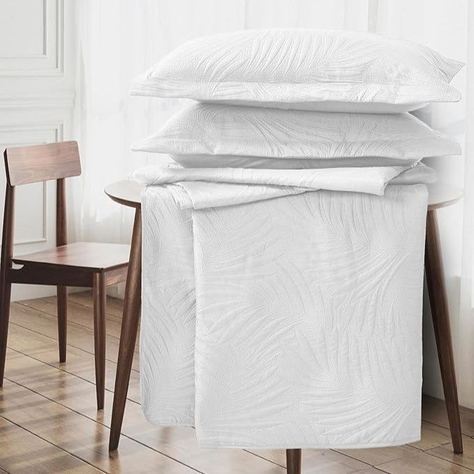 Tropical Leaf Quilted Bedspread Set - Image 18