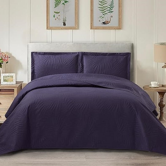Tropical Leaf Quilted Bedspread Set