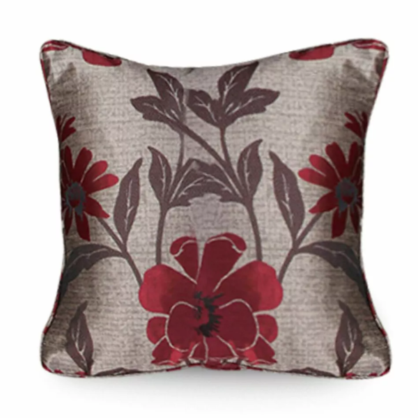 Antalya Red floral jacquard cushion cover for sofa or bedroom styling