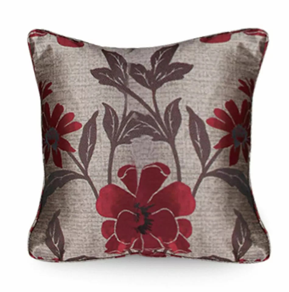 Antalya Red floral jacquard cushion cover for sofa or bedroom styling