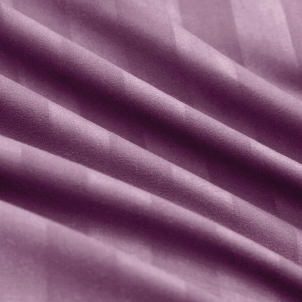 Aubergine satin stripe fitted sheet elasticated edge Rugstars UK