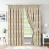 Beige Virginia jacquard pencil pleat curtains fully lined Rugstars UK