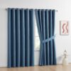 Blue thermal blackout curtains eyelet ring top Rugstars UK