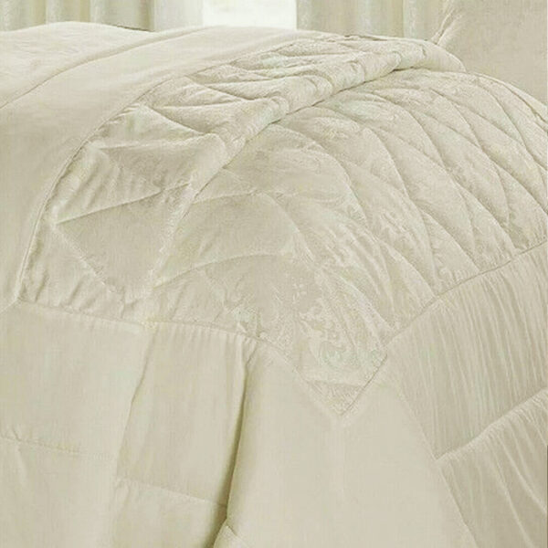 Beige Cleo jacquard bedspread paisley floral pattern detail Rugstars UK