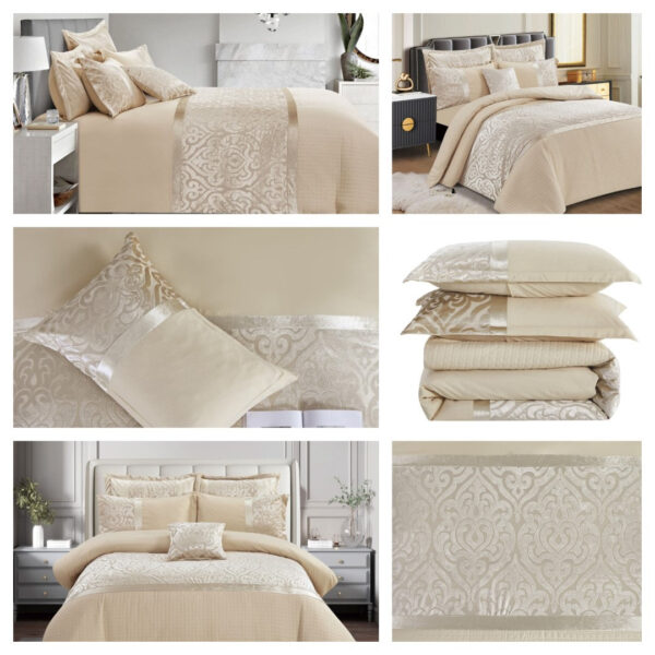 Beige Infinity duvet cover set colour display for elegant bedroom styling