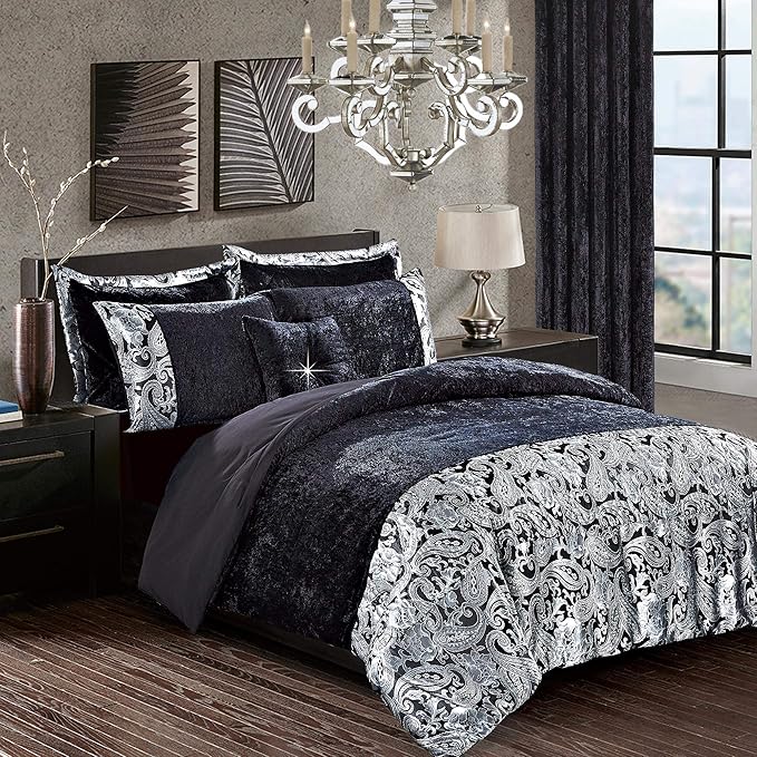 Santiago Crushed Velvet Duvet Cover Set - Image 3