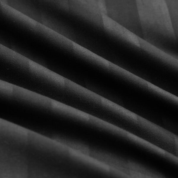 Black satin stripe fitted sheet elasticated edge Rugstars UK