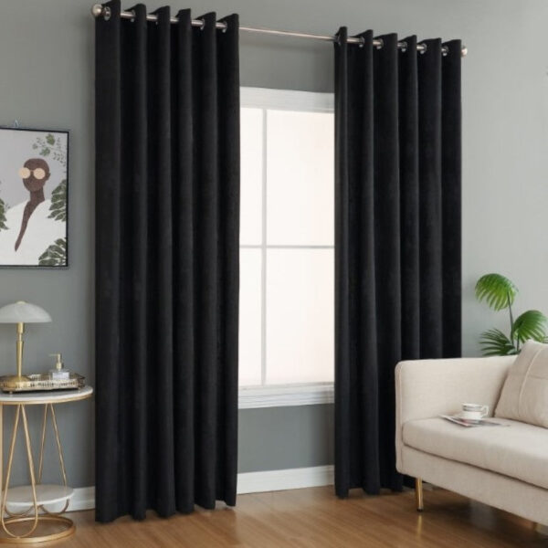 Black Virginia jacquard eyelet fully lined curtains Rugstars UK