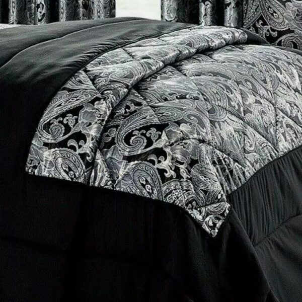Black Cleo jacquard bedspread close up quilted bedding detail Rugstars UK