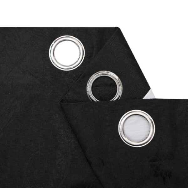 Black damask jacquard curtains with eyelet heading Rugstars UK