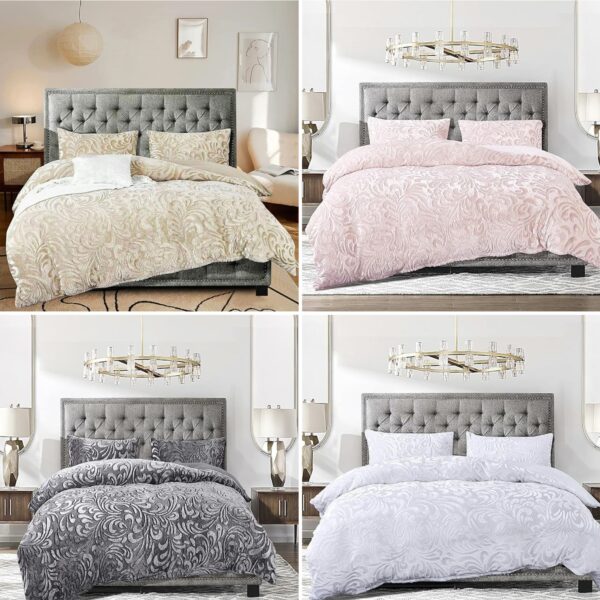 Pressed velvet teddy fleece duvet cover set colour and style display