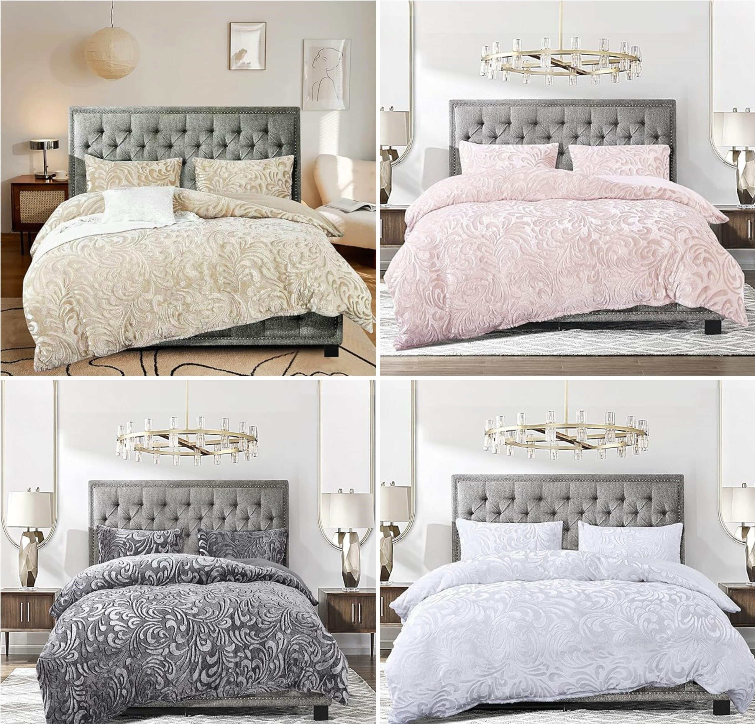 Pressed velvet teddy fleece duvet cover set colour and style display
