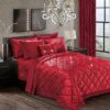 Burgundy Santiago crushed velvet bedspread set Rugstars UK