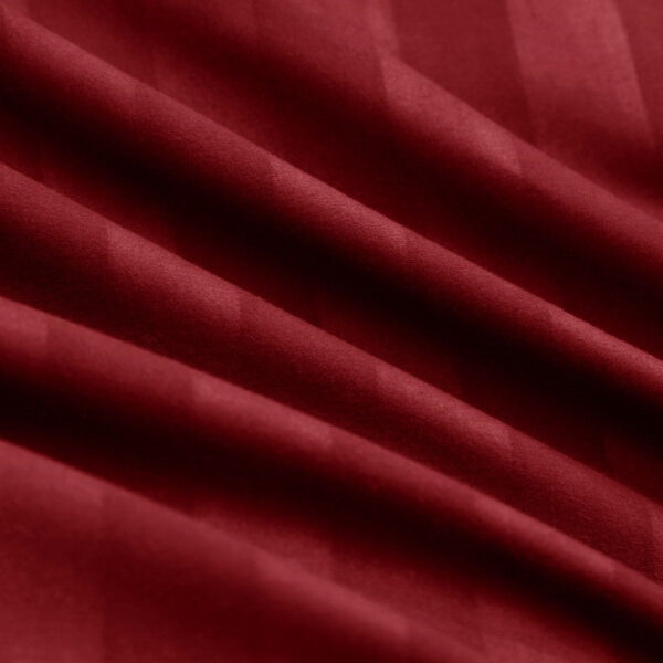 Burgundy satin stripe fitted sheet elasticated edge Rugstars UK