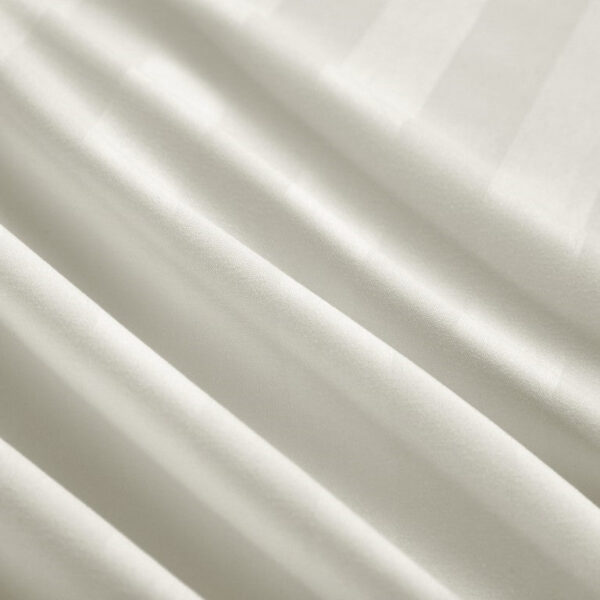 Cream satin stripe fitted sheet elasticated edge Rugstars UK