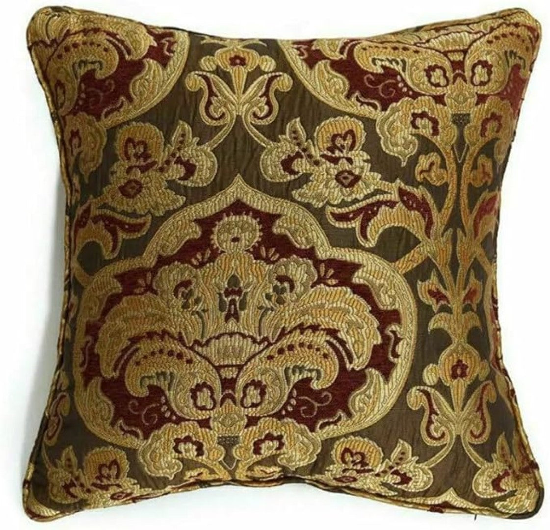 Georgia Burgundy floral jacquard cushion cover for sofa or bedroom styling