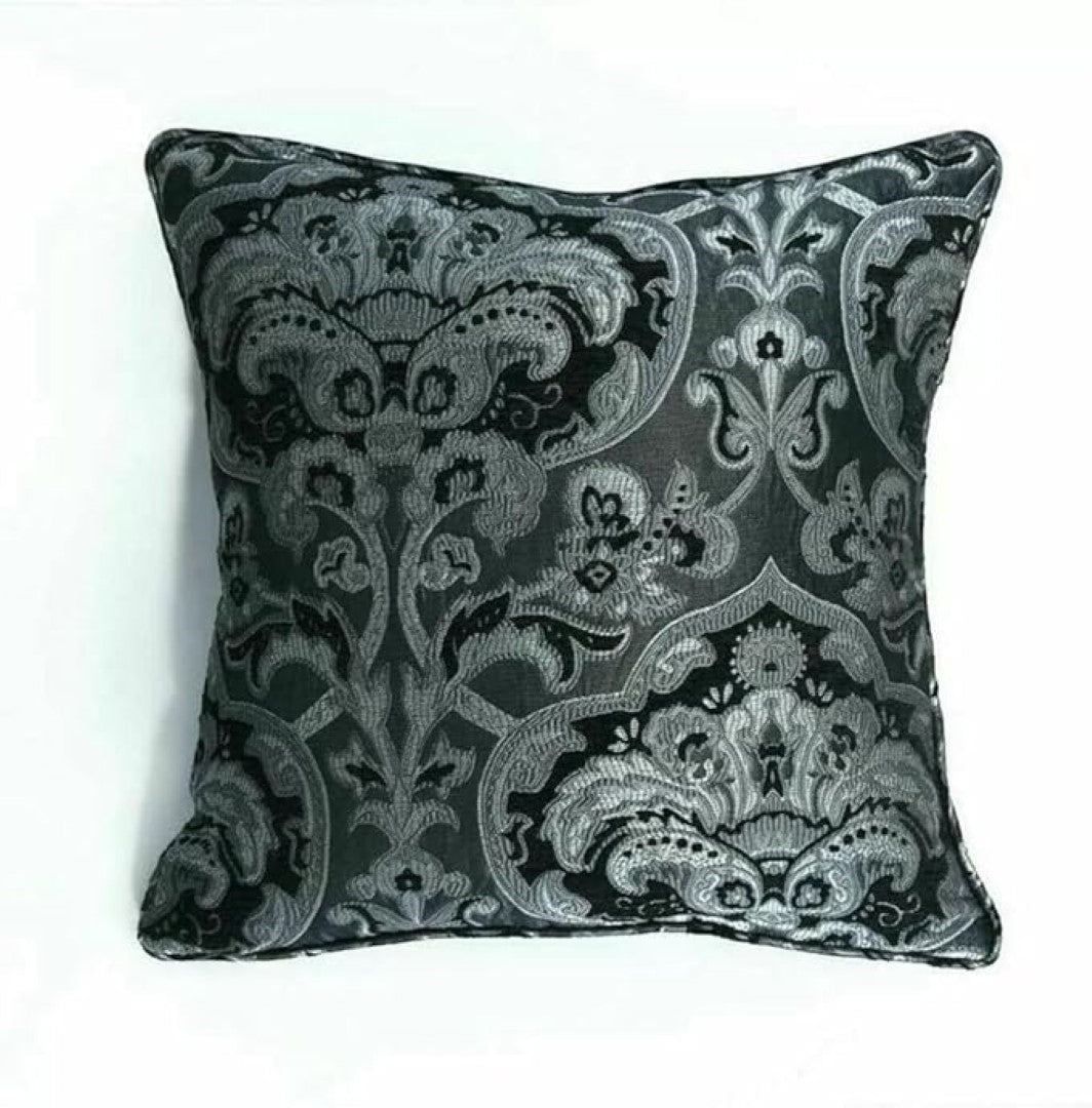 Georgia Grey floral jacquard cushion cover for sofa or bedroom styling