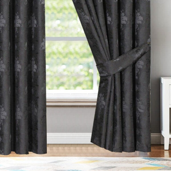 Grey Virginia jacquard curtains pencil pleat header Rugstars UK