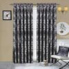 Antalya jacquard pencil pleat curtains in grey, fully lined pair with tiebacks